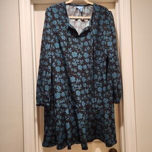 Draper James shift dress Women's size Large black and green floral
